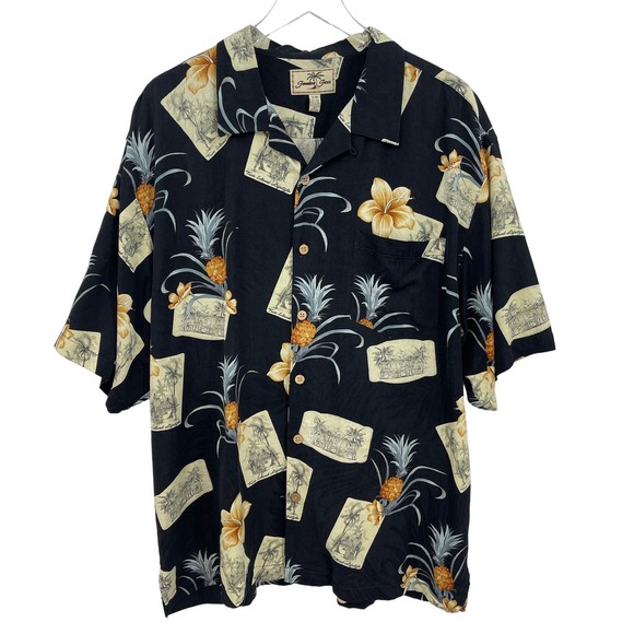 Jamaica Jaxx Men's Size XL 100% Silk Short Sleeve Button Front Hawaiian Shirt - Picture 1 of 7